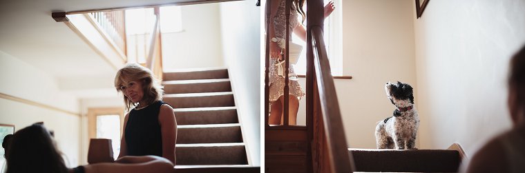 Bride walking down stairs