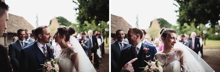 Groom and Bride laughing at start of wedding ceremony