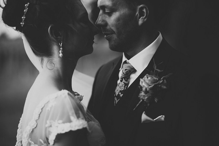 Close up of bride and groom