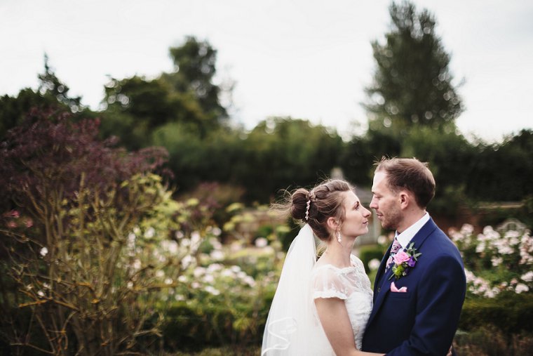 Bride and groom kissing