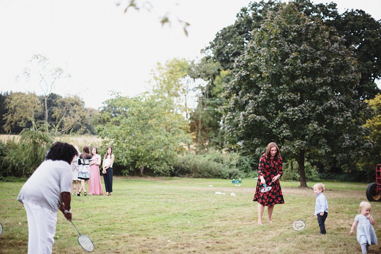 Wedding guests playing lawn games