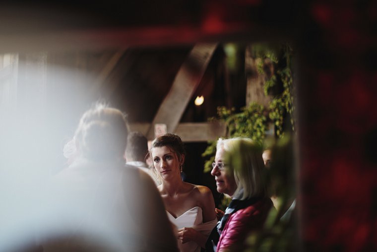 Bride with guests at Ratsbury Barn