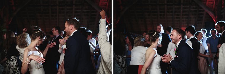 Groom dancing with wedding guests