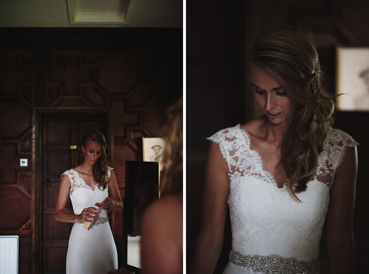 Bride getting ready and putting perfume on