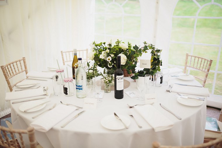 Wedding table decorations at Squerryes Court