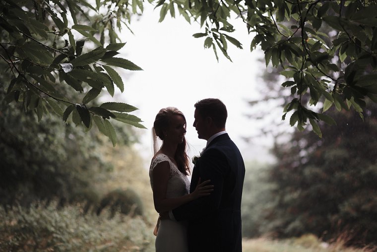 Silhouette of bride and groom at Squerryes Court