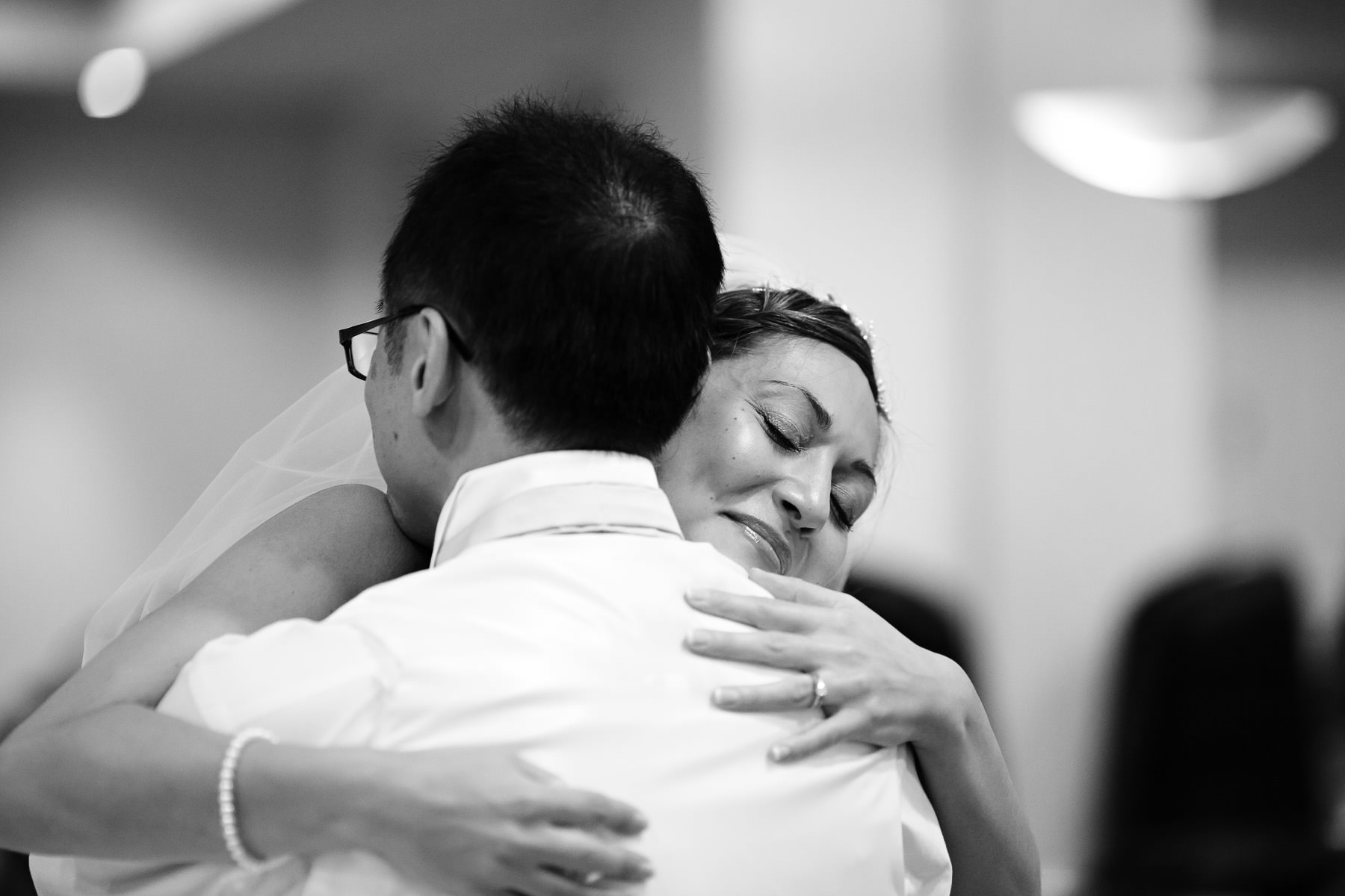 Bride hugging her dad