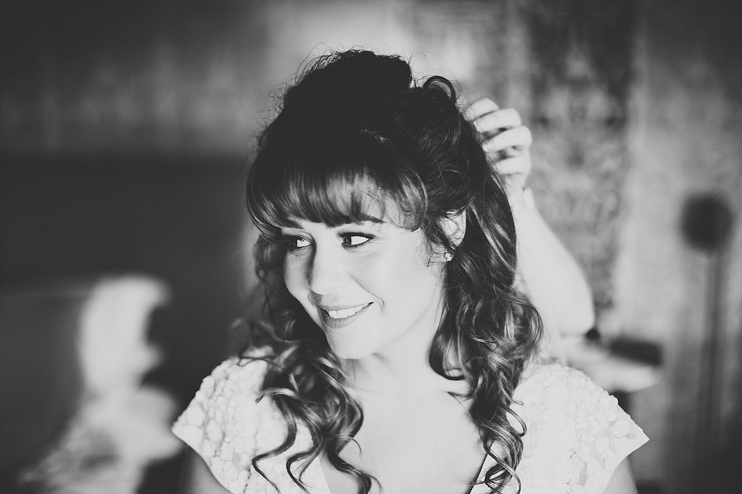 Bride having her hair done