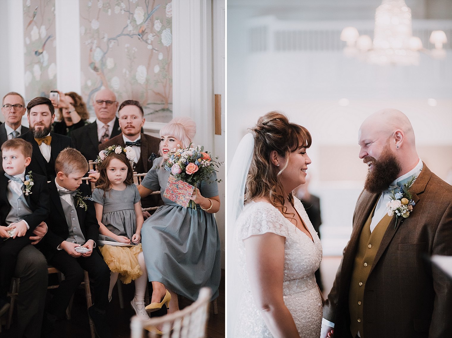 Bride and groom exchanging wedding vows