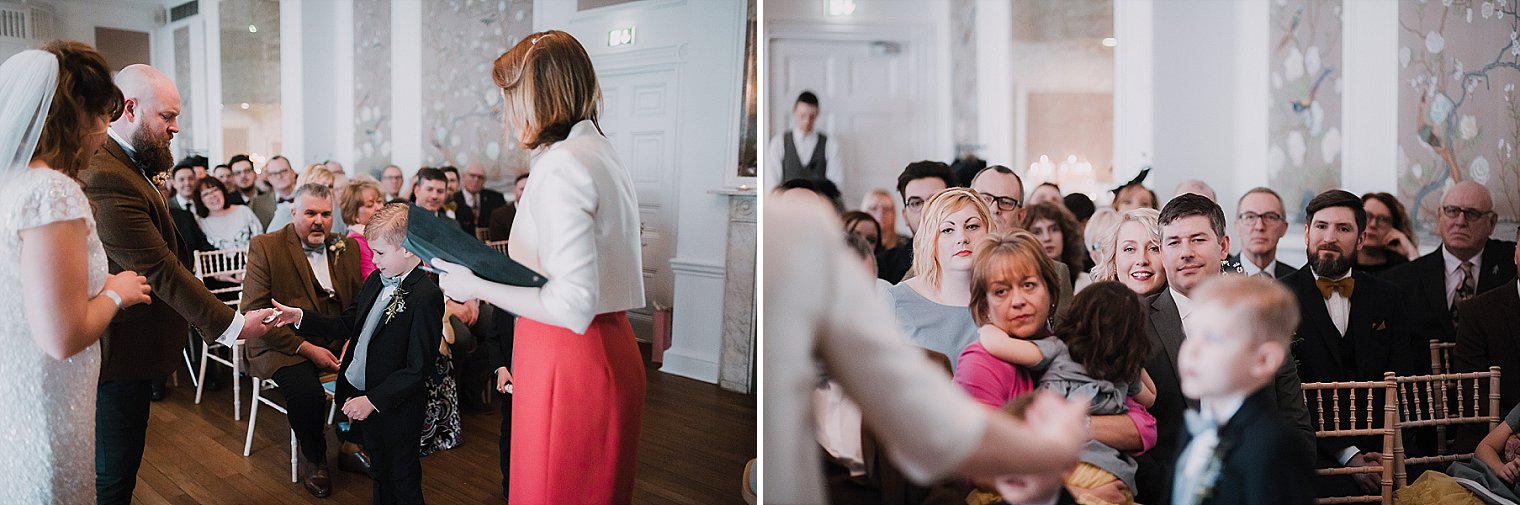 Brides sister looking on during the wedding service