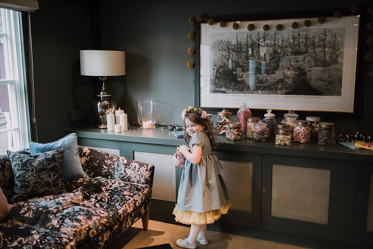 Flower girl eating sweets