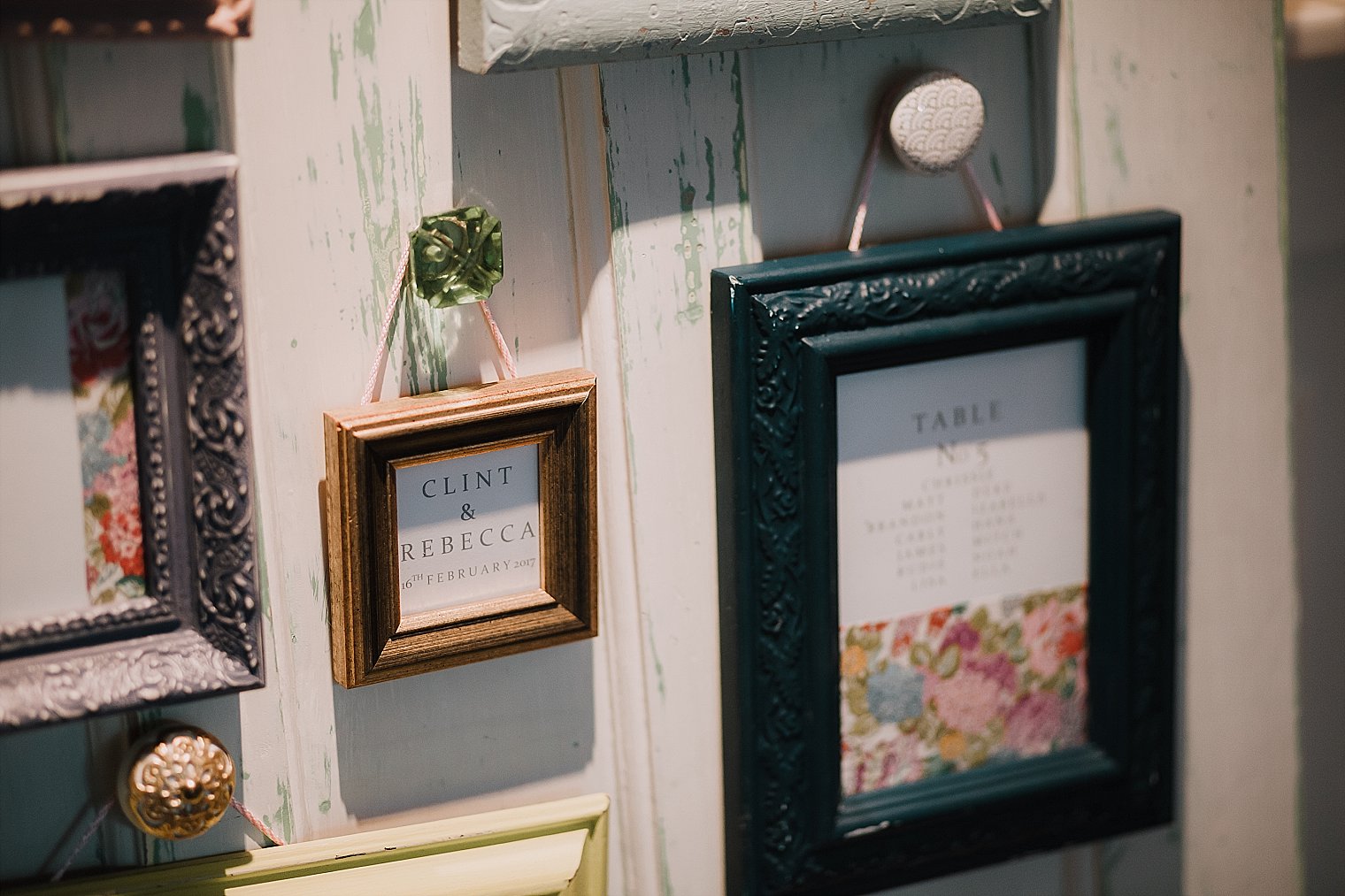 Wedding table plan on wooden door