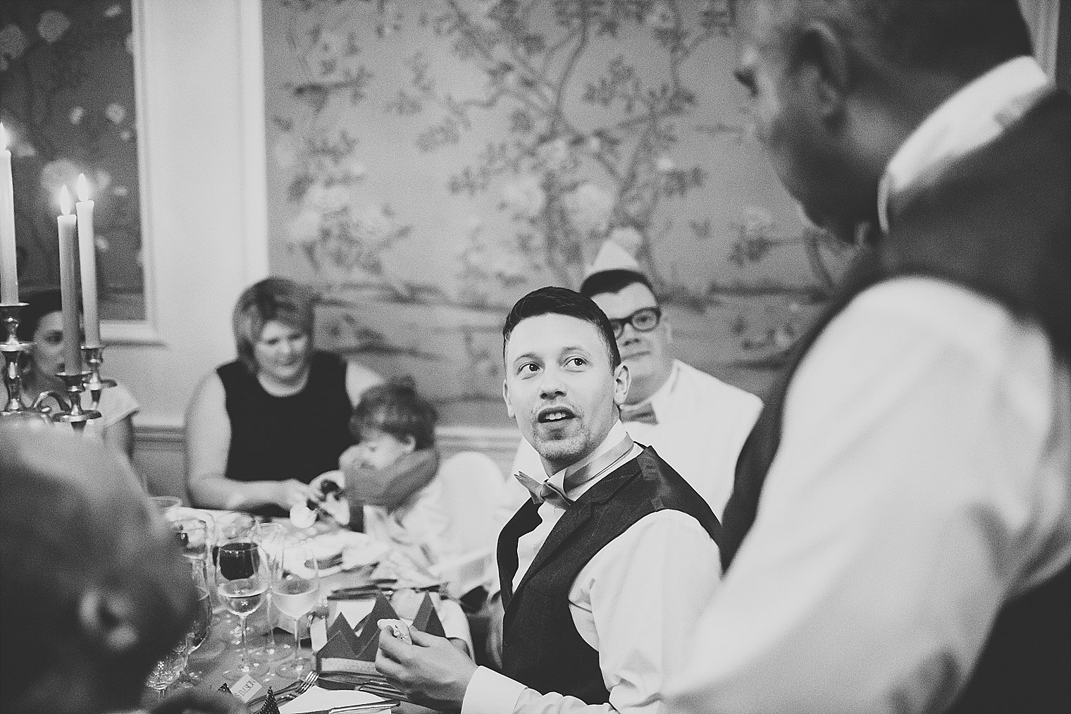 Wedding guest talking