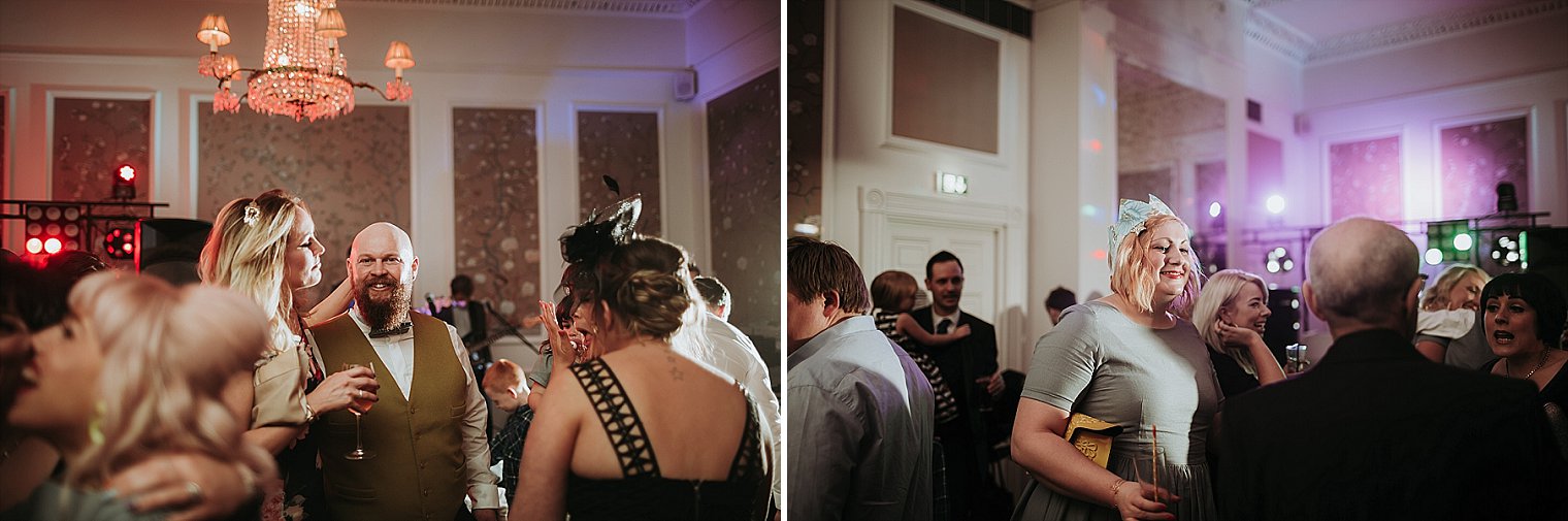 Wedding guests dancing