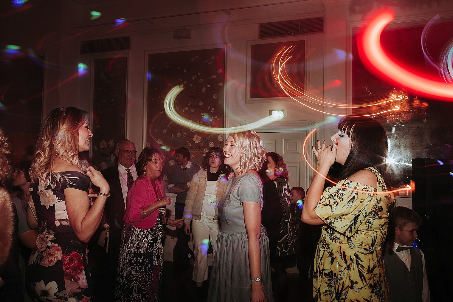 Wedding guests dancing