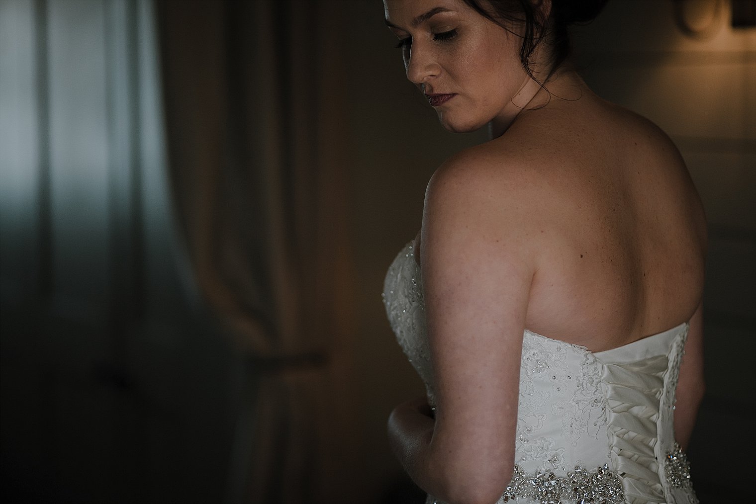 Bride waiting for start of wedding ceremony at The Gallivant