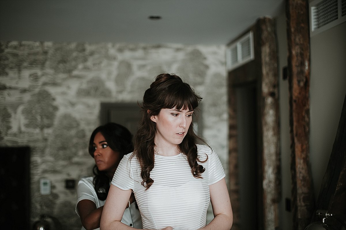 Bridesmaid getting ready