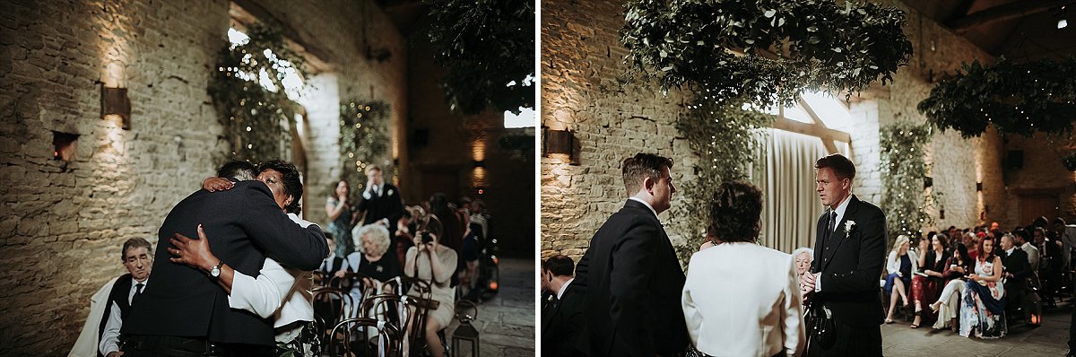 Groom hugging mother of the bride