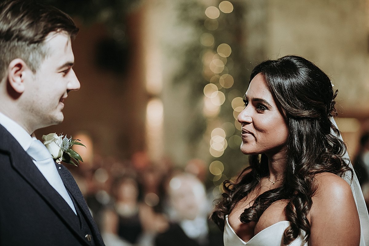 Bride looking at Groom