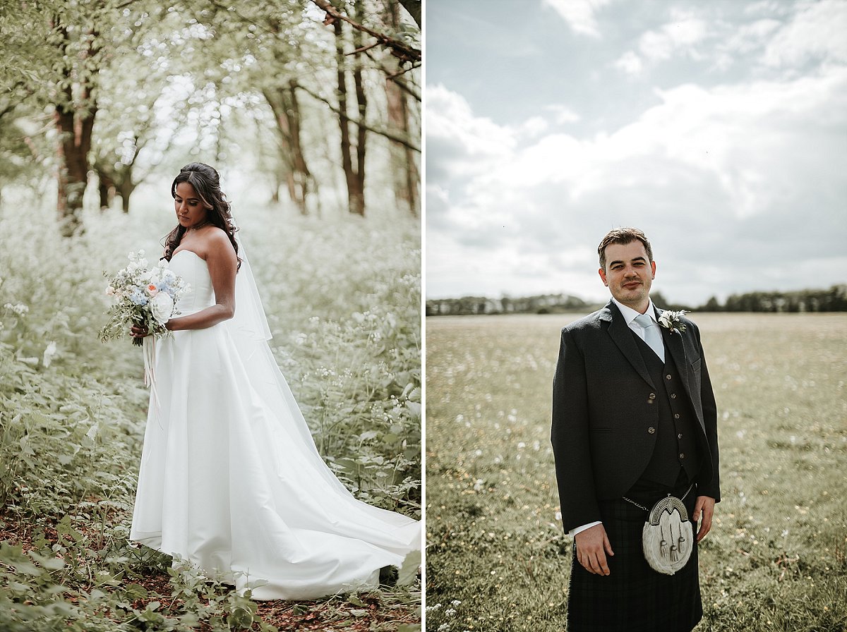 Bride and Groom portrait at Cripps Barn
