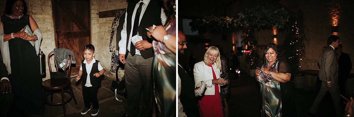 Wedding guests dancing