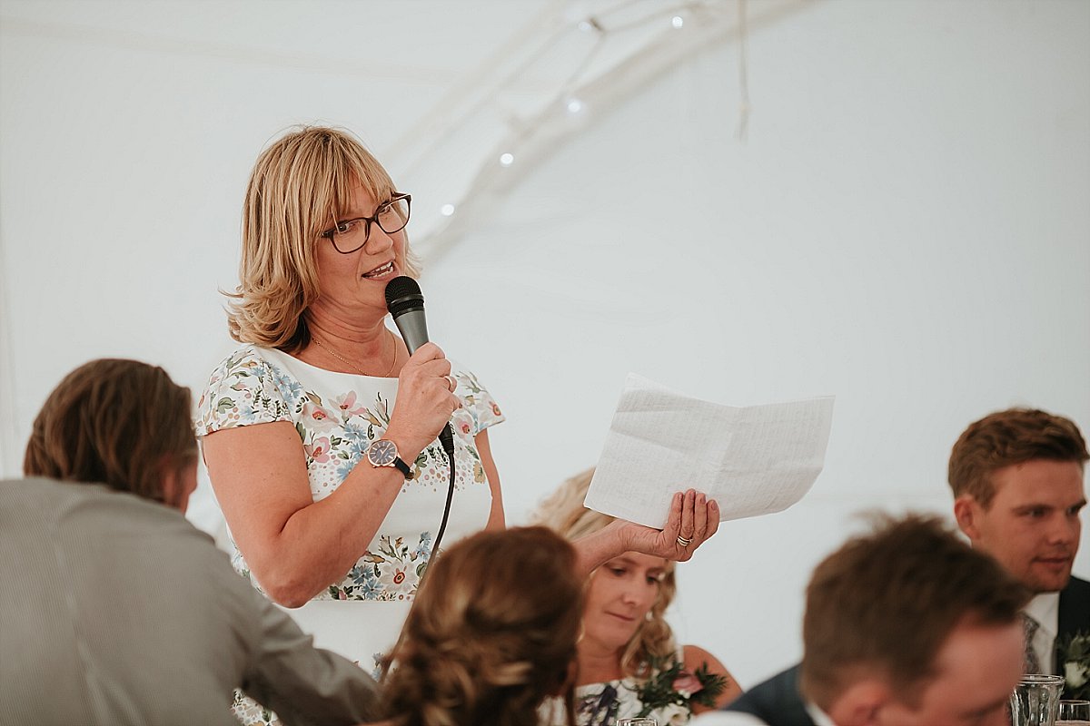 Mother of the bride delivering her wedding speech
