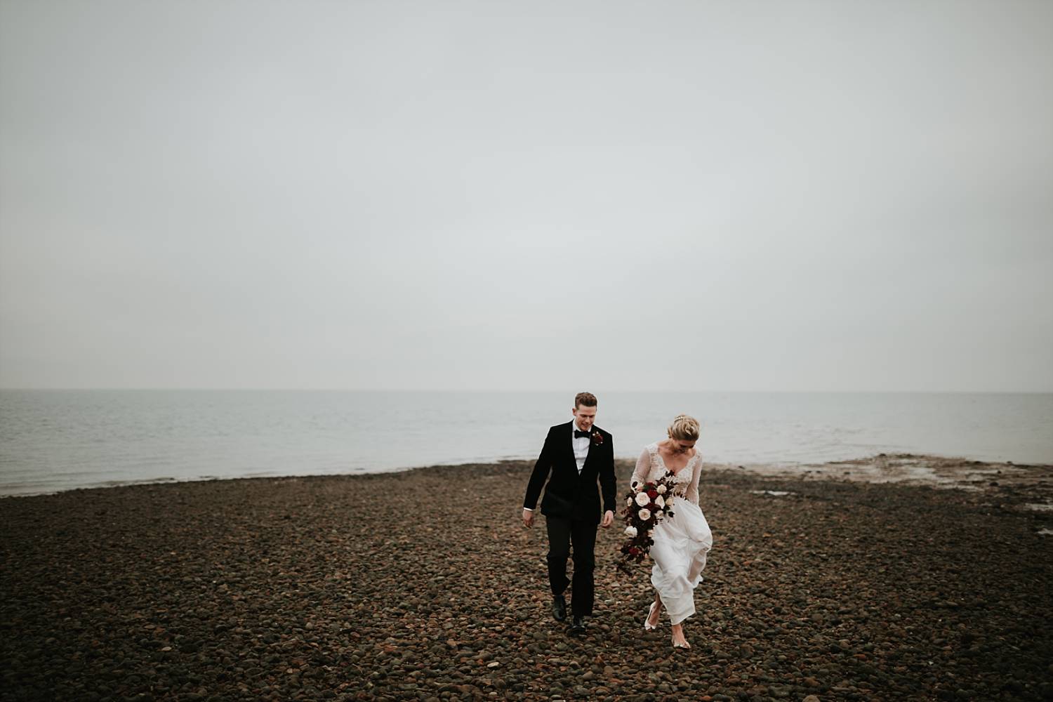 Bride and Groom on Whitstable beach