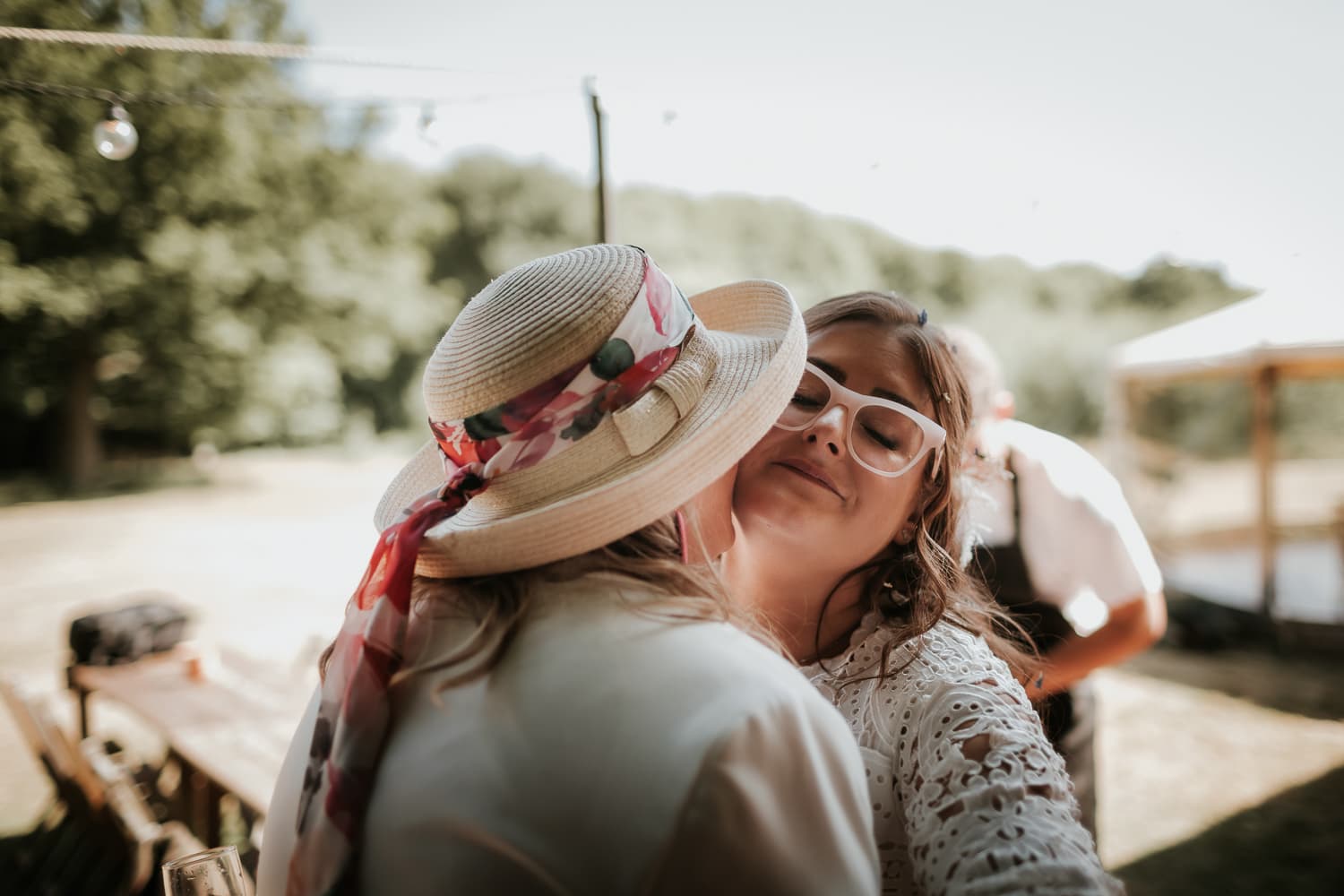 Bride hugging her mum