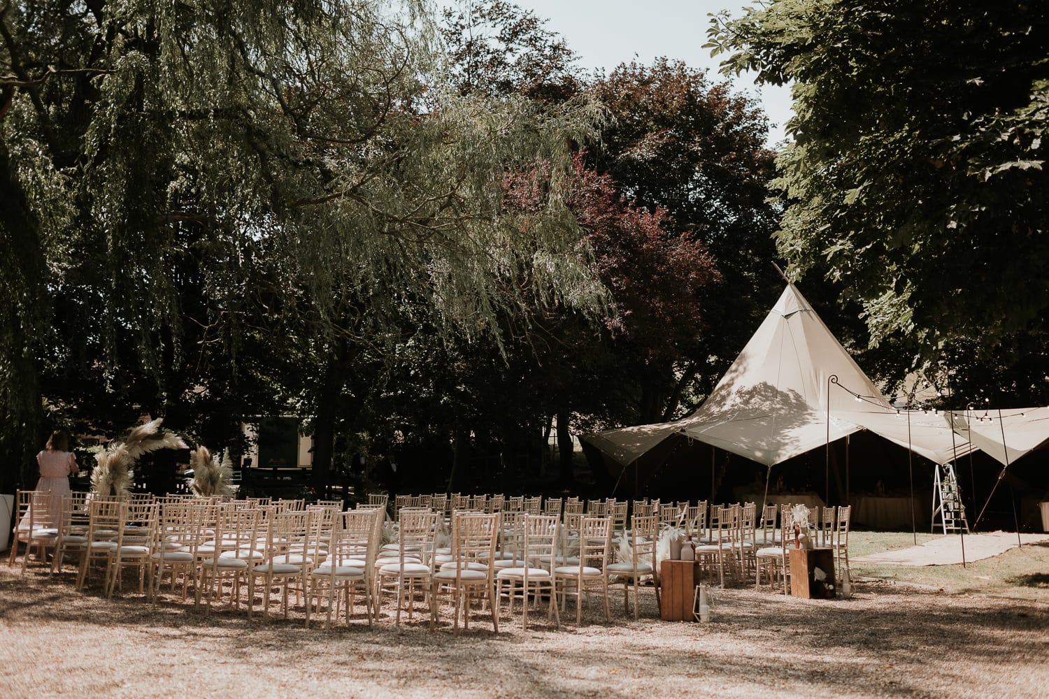 A tipi set up for a wedding