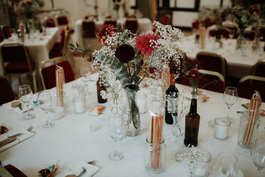 Flowers on the centre of a table